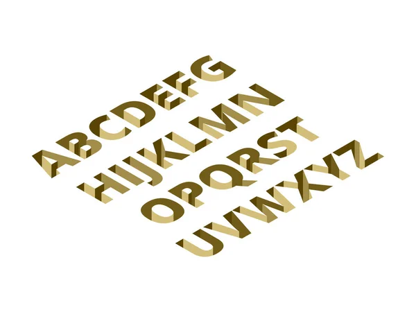 Отвір шрифту ізометричний дизайн. Геометричний тривимірний текст, літери латинського алфавіту в сучасному золотому типографічному стилі, напис графічного мистецтва. Векторна графіка . — стоковий вектор
