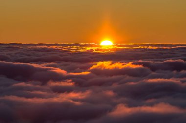 Bulutların üstünde gün batımı