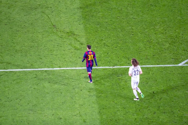 Leo Messi Fc Barcelona a David Luiz PSG v akci — Stock fotografie