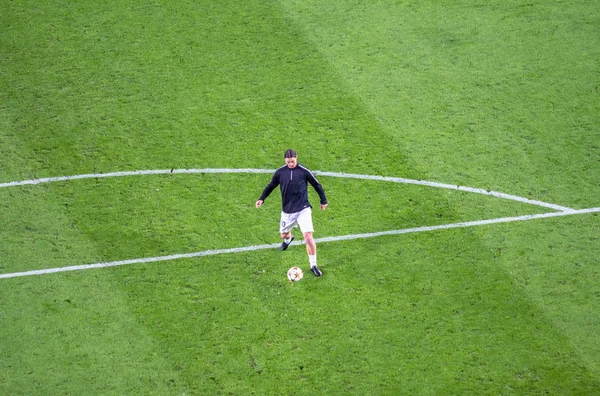 Zlatan Ibrahimovic en acción antes del partido de la UEFA Champions League — Foto de Stock