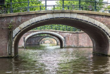 Amsterdam kanal üzerinden köprü