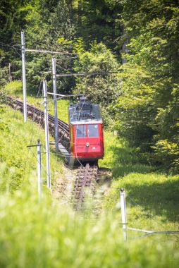 Tren kırmızı karikatür, Lucerne, İsviçre
