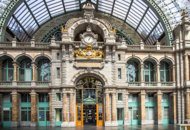 Railway station in Antwerpen Belgium