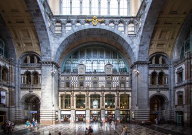 Railway station in Antwerpen Belgium