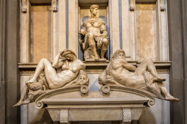 Tomb of Giuliano de Medici and sculptures 'Night and Day'