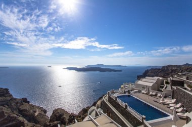santorini, Yunanistan üzerinde Deniz Manzaralı