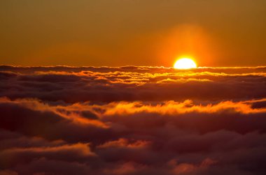 Bulutların üstünde gün batımı