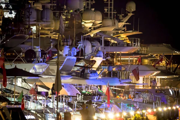 Luxury yachts in Porto Cervo at night, Sardinia, Italy — Stock Photo, Image