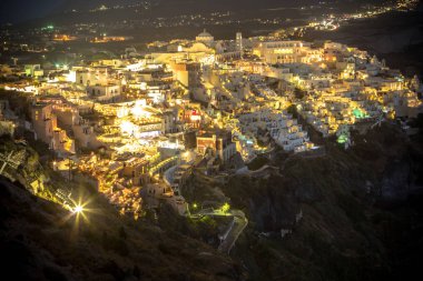 Santorini Adası'nda gece, Yunanistan