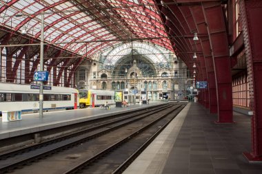 Railway station in Antwerpen Belgium