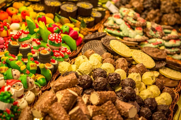 Chocolate no mercado em Barcelona — Fotografia de Stock