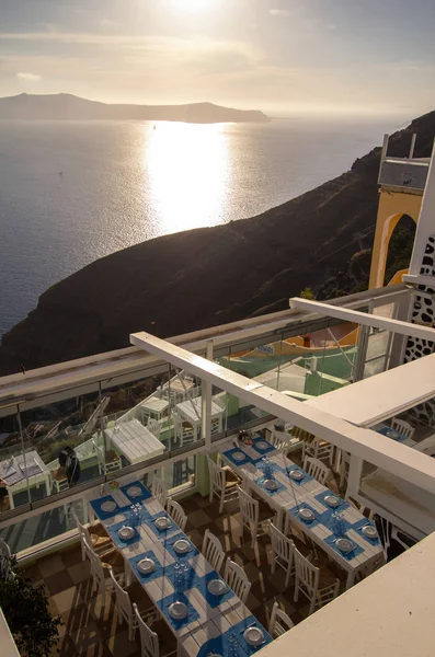 Restaraunt na Santorini, Grecja — Zdjęcie stockowe