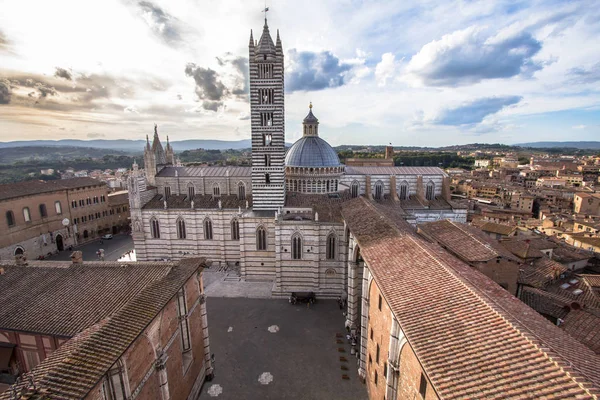 Glockenturm und Kuppel der Kathedrale von Siena, Toskana, Italien — Stockfoto