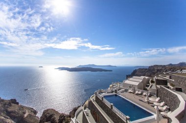 santorini, Yunanistan üzerinde Deniz Manzaralı