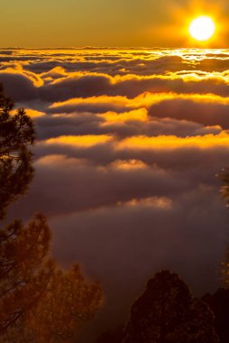 Bulutların üzerinde gün batımı