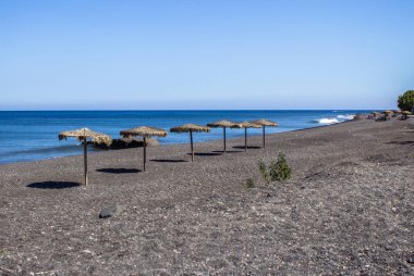 Perissa beach, Santorini, Yunanistan