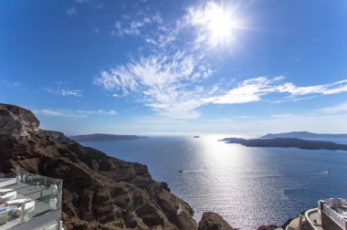 santorini, Yunanistan üzerinde Deniz Manzaralı
