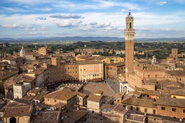 Siena, Toskana, İtalya'nın eski şehrin panoramik görünüm