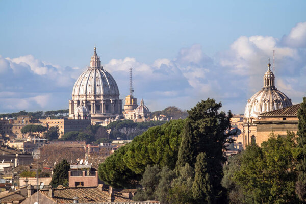 Wonderful view of Rome with St Peter Cathedral in Italy