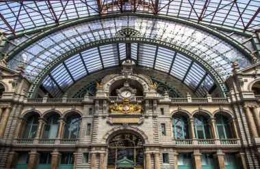 Railway station in Antwerpen Belgium