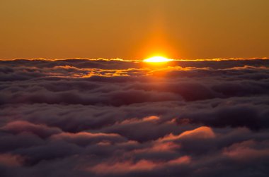 Bulutların üstünde gün batımı
