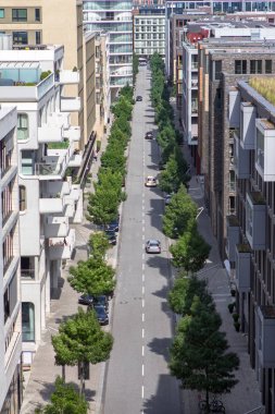 Modern binalar Speicherstadt bölgesinde, Hamburg, Almanya 