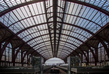 Railway station in Antwerpen Belgium