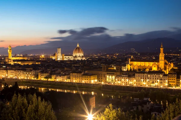 stock image Panorama view of Florence after sunset from Piazzale Michelangel
