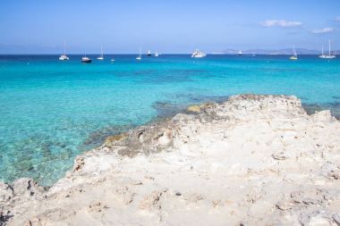 Beach Ses Illetas, Formentera, İspanya