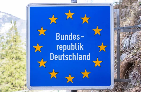 Border sign Germany at road — Stock Photo, Image