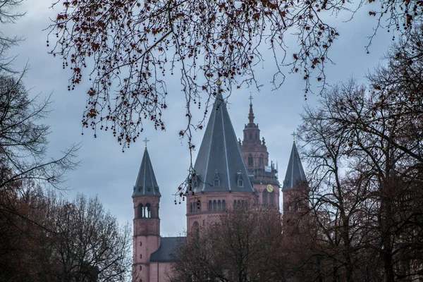 Katedrála v Mohuči v Německu — Stock fotografie