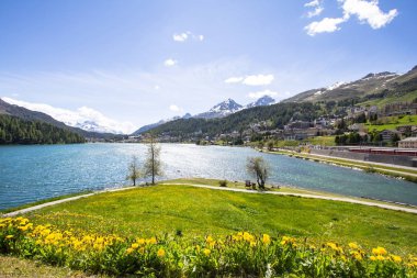 Alp yatay, St Moritz Gölü, İsviçre