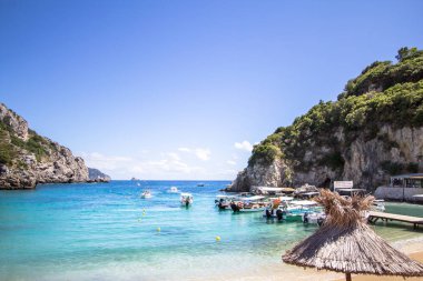 Beach Paleokastritsa Corfu Island, Yunanistan