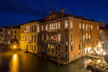 Canal Grande, gece, Venedik, İtalya
