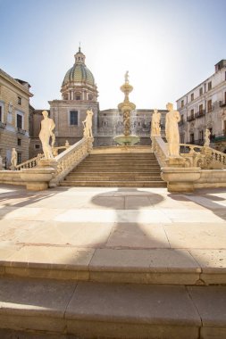 Fountain of shame on  Piazza Pretoria, Palermo, Italy clipart