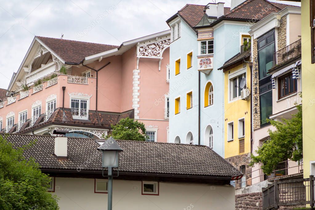 Historical buildings in Ortisei, Alto Adige (South Tyrol), Italy