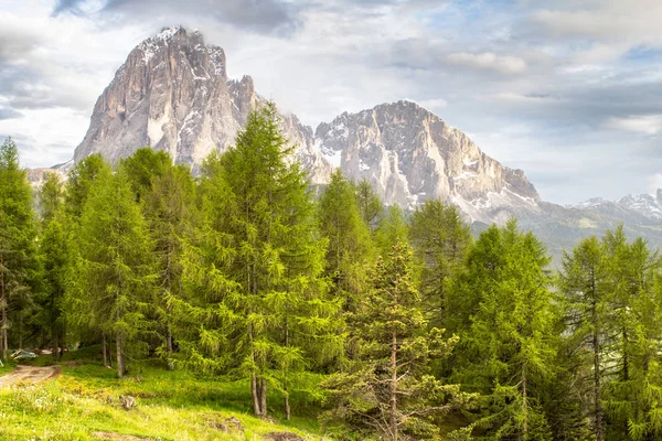 Monte Langkofel (Sassolungo) nas Dolomitas do Sul do Tirol, Itália — Fotografia de Stock