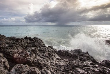 Dalgalı okyanus kıyısı