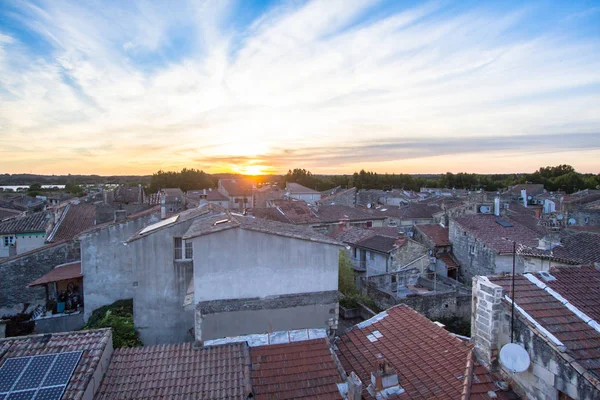 Sunset over village — Stock Photo, Image