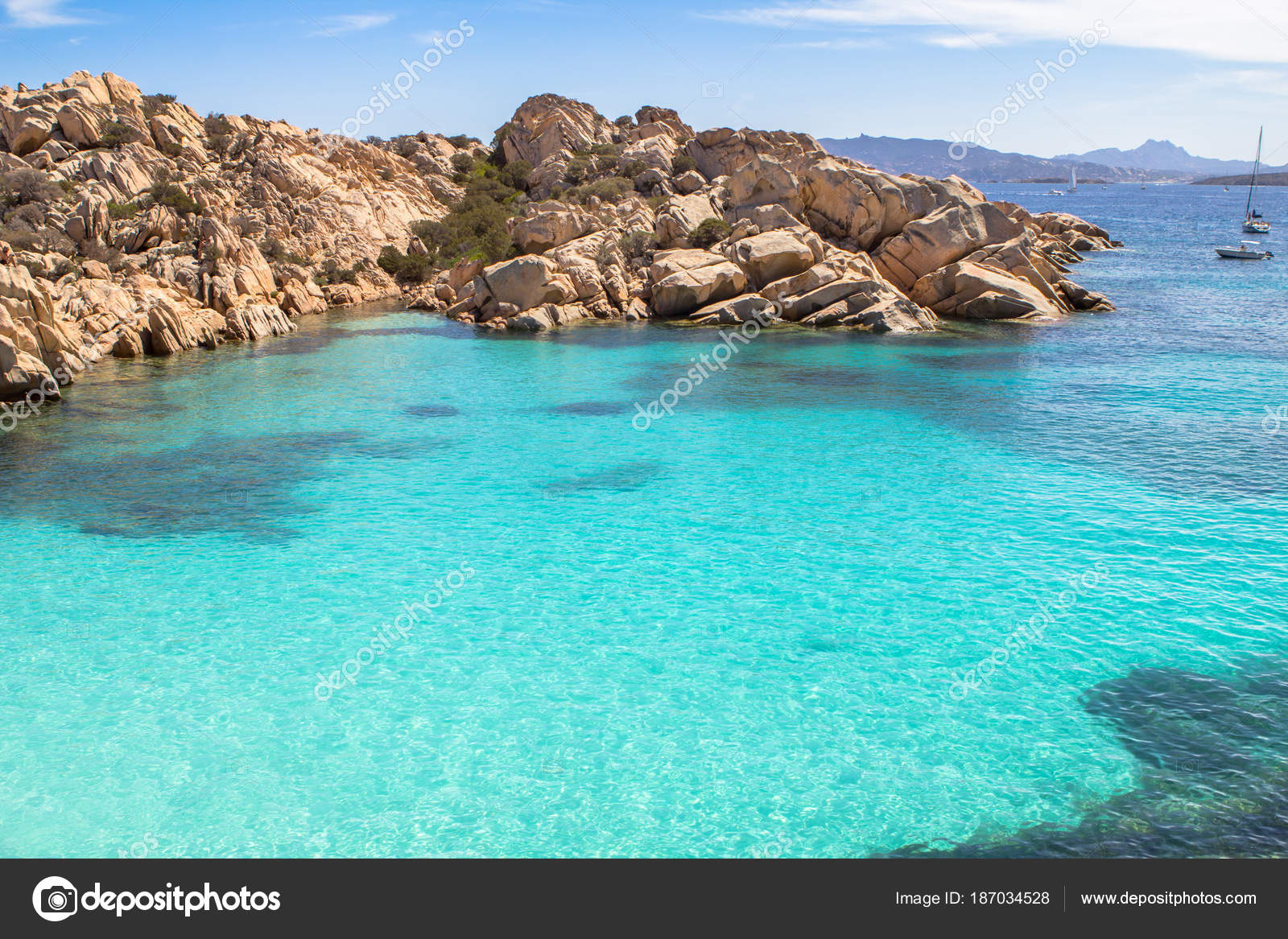 Spiaggia Di Cala Coticcio Sardegna Italy Stok Foto