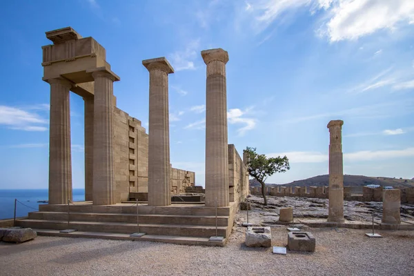 Romjai, ősi templom, Lindosz, Rodosz, Görögország — Stock Fotó