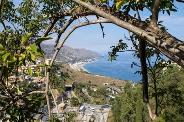Taormina, İtalya'dan Panorama görünüm