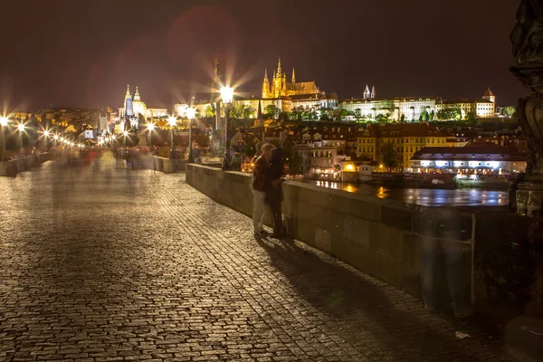 Ночной пейзаж Праги, Чехия — стоковое фото