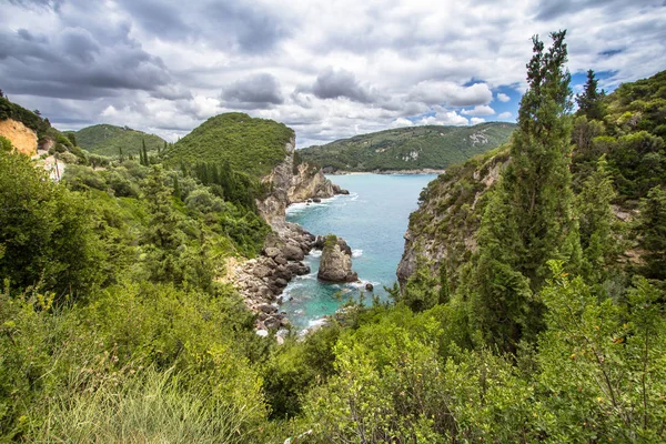 Paleokastritsa bay, ostrov Korfu, Řecko — Stock fotografie