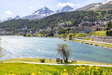 Alp yatay, St Moritz Gölü, İsviçre
