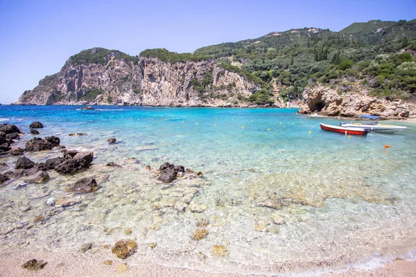 Ampelaki bay, Paleokastritsa, Korfu, Görögország — Stock Fotó