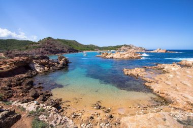 Ünlü Cala Pregonda adada Menorca, İspanya