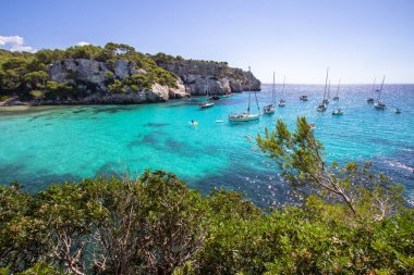 Görünüm macarella Beach menorca, Balear Adaları, İspanya