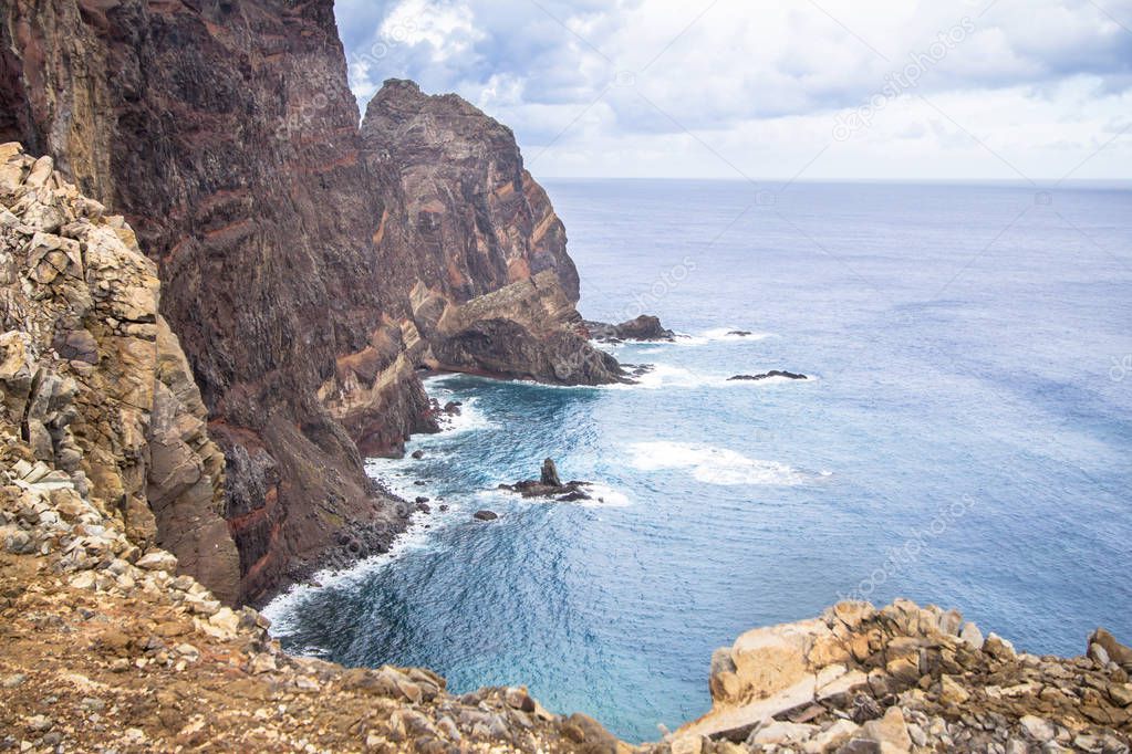 Cliffs at the Ponta de Sao Lourenco on Madeira island, Portugal
