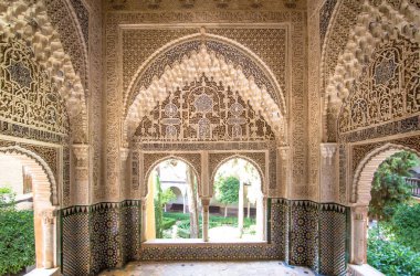 Daraxa Belvedere in a jardines de palacio in Alhambra, Granada, Spain clipart